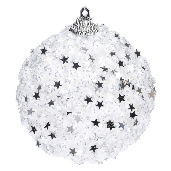 Χριστουγεννιάτικη Μπάλα Λευκή με Αστεράκι (10cm)
